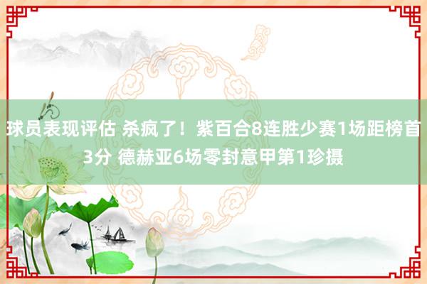 球员表现评估 杀疯了！紫百合8连胜少赛1场距榜首3分 德赫亚6场零封意甲第1珍摄