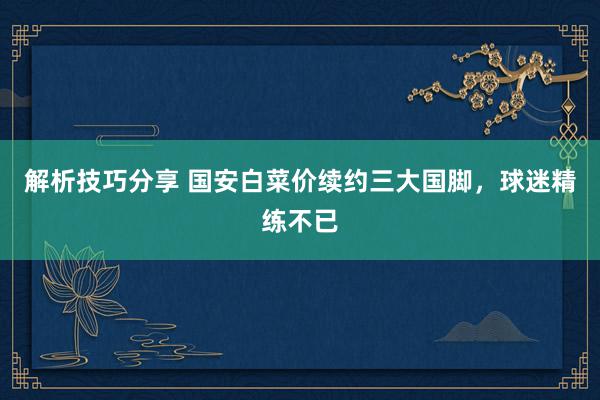 解析技巧分享 国安白菜价续约三大国脚，球迷精练不已